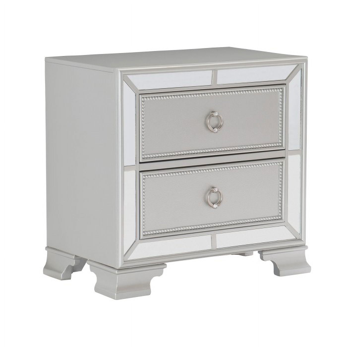 Avondale Collection Bold Modern-Traditional Mirrored Nightstand with Silver Hardware