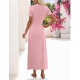 thumbnail image 4 of Merokeety Womens Summer T Shirt Dresses Crew Neck Tie Waist Midi Dress, Pink XXL, 4 of 6
