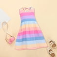 thumbnail image 6 of MHZLDYZ Girls Summer Dress Summer New Colorful Stripe Sleeveless Strap Round Neck Girls' Soft Comfortable Fashion Casual Dress Dresses for Girls 10-12 (Hot Pink,100), 6 of 6