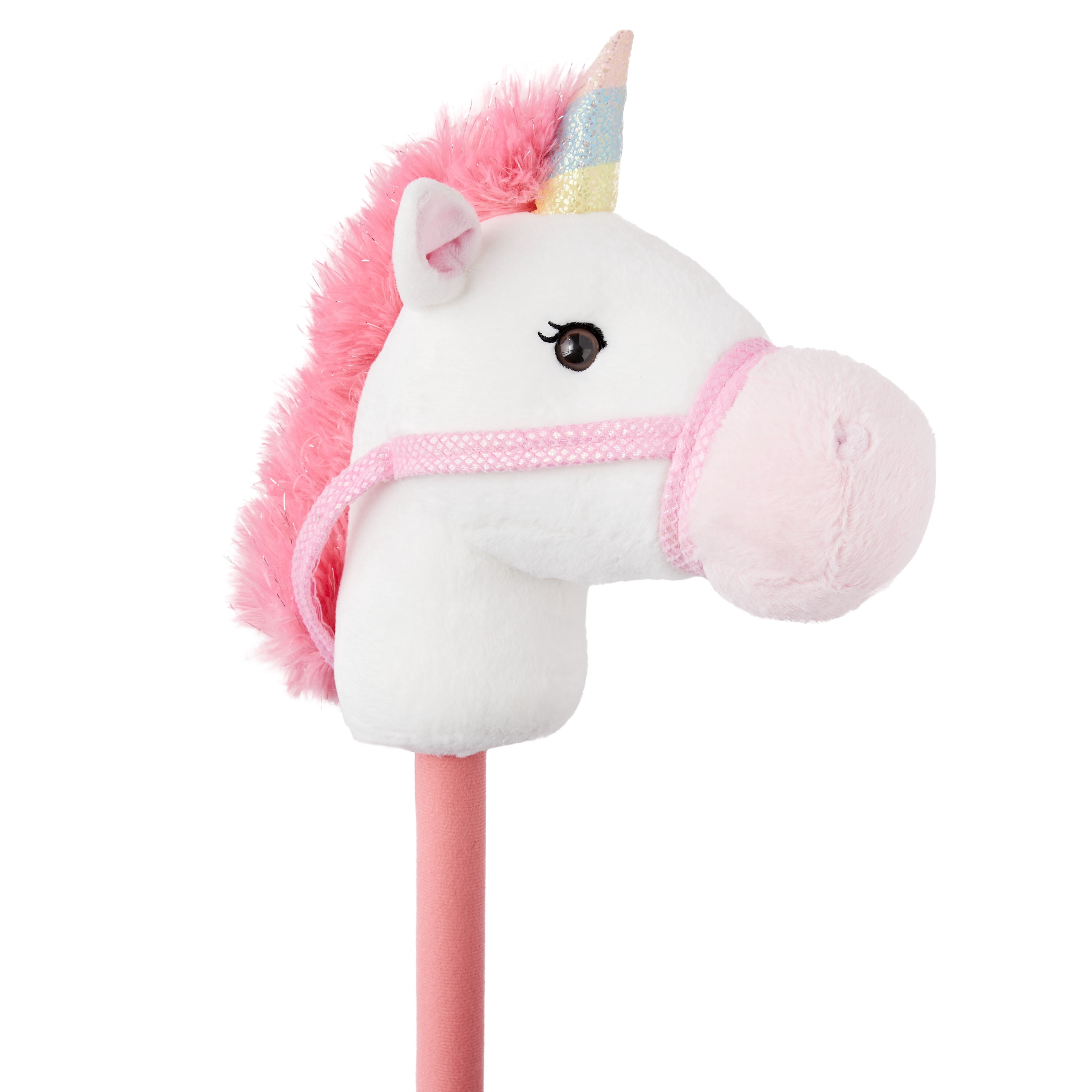Kid Connection Plush Riding Stick Unicorn, White, 30 in, Ages 3+