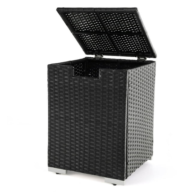 Gymax Cache-Réservoir de Propane en Rotin 16 Pieds' Table d'Appoint Dissimulée Support de Gaz Propane 20 Lb