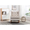 thumbnail image 2 of Lounge Accent Rocking Chair Upholstered Tall Back Rocker Chair Mid-Century Modern Rocking Armchair for Nursery, Living Room, Bedroom, with Solid PlyWood Frame and Rubber Wood Legs, Beige, 2 of 7