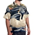 thumbnail image 2 of Swan Men's Short Sleeve Poplin Shirt, Casual Printed Button Down, Summer Beach Hawaiian Shirts, Unisex, 2 of 6