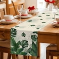 thumbnail image 5 of Monstera Leaves Table Runner 90 Inches, Summer Green Tropical Plants Leaf Beige Bed Runner Dresser Scarves Tabletop for Indoor Outdoor Parties/Ceremony/Banquet, 13" x 90", 5 of 9