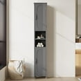 thumbnail image 5 of 67" Tall Bathroom Storage Cabinet with Lights, Slim Narrow Bathroom Cabinet Organizer with Doors and Adjustable Shelves, Tall Cabinet for Small Space, Living Room, Kitchen, Gray, 5 of 8