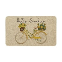Sm:)e Hello Sunshine Eucalyptus Lemon Bicycle Doormat 17 x 29 Inch Decorative Low-Profile Entry Floor Mat Indoor Outdoor Rug