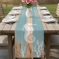thumbnail image 4 of Coastal Sea Horse Table Runner 70 Inches, Summer Coral Ocean Vintage Wood Bed Runner Dresser Scarves Tabletop for Indoor Outdoor Parties/Ceremony/Banquet, 13" x 70", 4 of 9