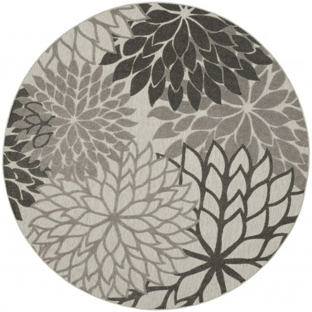 homeroots home decor 384710 Tapis Rond de 8 Pieds Argent et Gris pour Intérieur et Extérieur