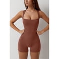 thumbnail image 3 of TNTB Womens Strappy Square Neck Tank Top Tummy Control Bodysuit Shaper Stretch Shorts Jumpsuit Sleeveless Sport Romper(Brown), 3 of 6