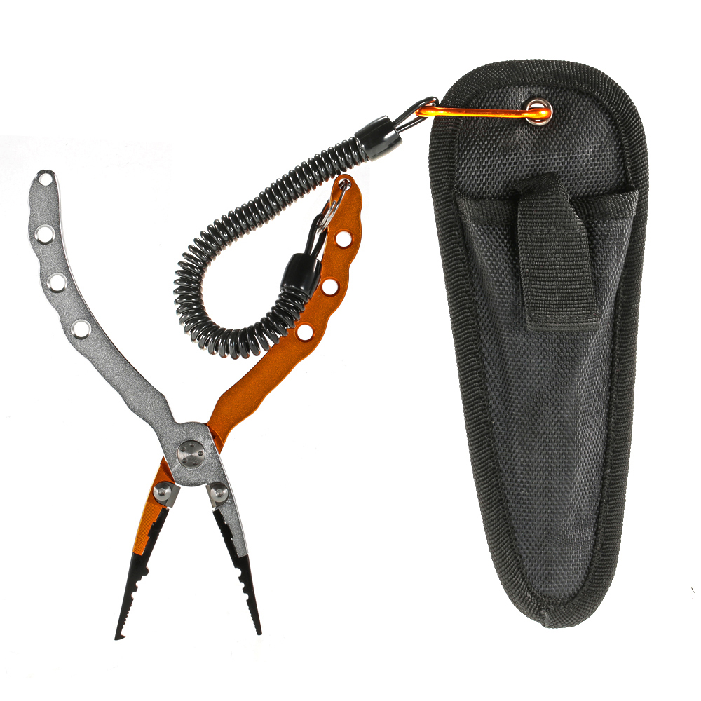 Details about / Handle Fishing Jaws Remover Braided Line Cutters Split Ring Sheath Black Pouch