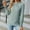 Green, variant on Leesechin Young Womens Shirts Fashion Deep Round- Neck Solid Button Long Sleeve Juniors T Shirts Top in
