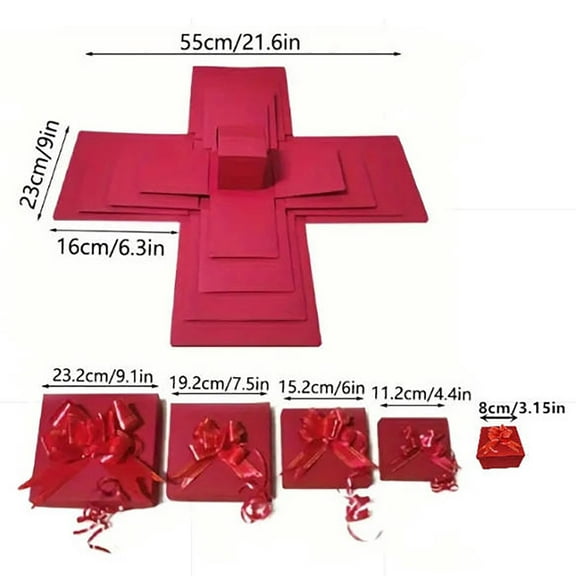 Mecorevxz Surprise Explosion Box, DIY Explosion Box with 4 Faces,Handmades Creatives Birthday Surprise Gift Box for Christmas Gifts(A)
