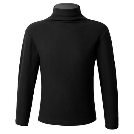 YONGHS Kids Girls Boys Thermal Underwear Tops Long Sleeves Mock Neck Shirt Baselayer Tops Black 4-5