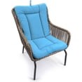 thumbnail image 4 of Jordan Manufacturing 38" x 21" Celosia Ice Blue Crosshatch Rectangular Outdoor Wrought Iron Chair Cushion with Ties and Hanger Loop, 4 of 13