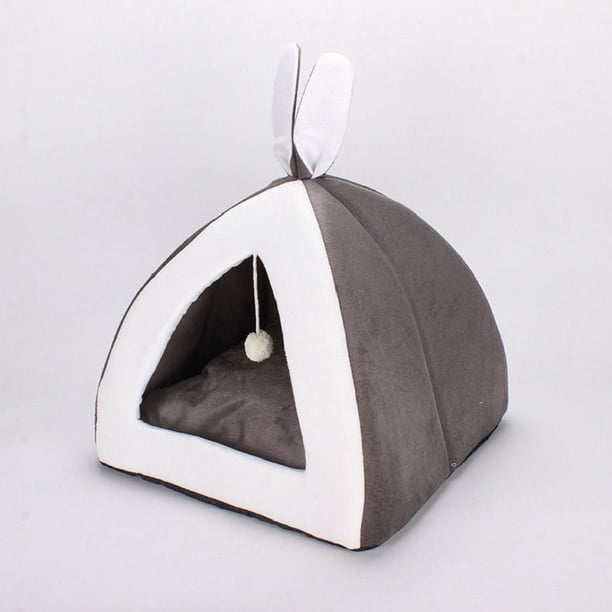 Perrera para perros y gatos con forma de orejas de conejo, nido triangular, cálido, semicerrado, para otoño e invierno, suministros para mascotas