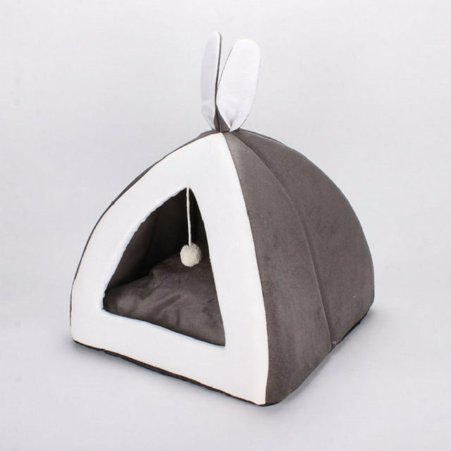 Perrera para perros y gatos con forma de orejas de conejo, nido triangular, cálido, semicerrado, para otoño e invierno, suministros para mascotas