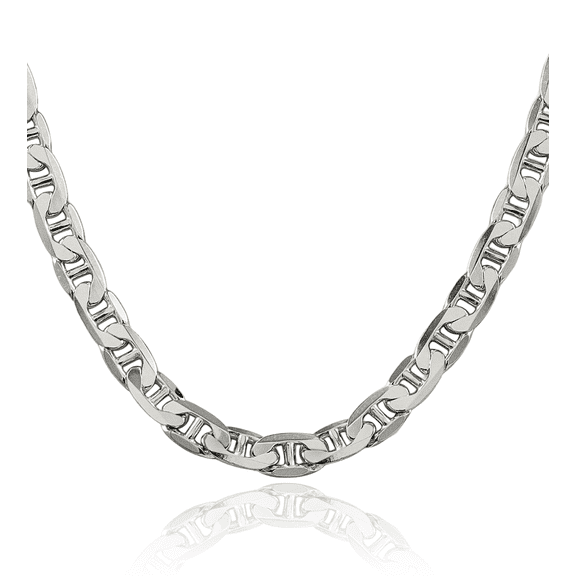 925 Sterling Silver 7mm Anchor Mariner Link Chain Necklace