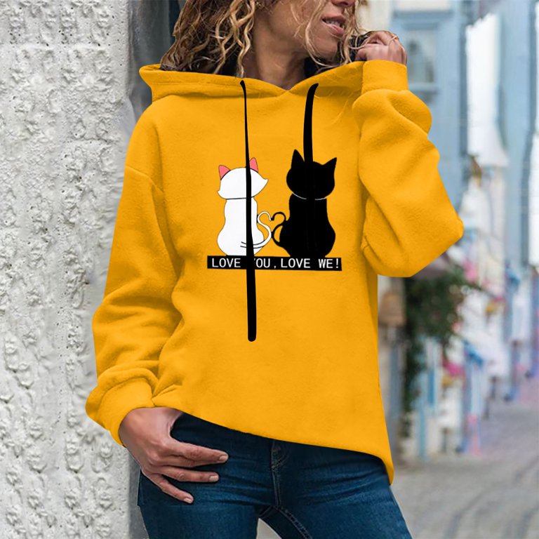 ZXHACSJ Women's Autumn Winter Hoodie Sweatshirt Pullover Tops Long Sleeved  Comfortable Yellow L - Walmart.com