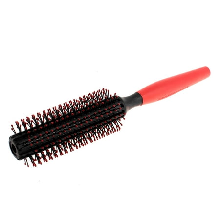 22cm Long Black Red Plastic Quill Radial Curly Hair Roll Round Brush for