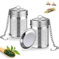 thumbnail image 1 of 2 Pcs Stainless Steel Tea Filter,Loose Leaf Tea Infuser with Extended Chain Hook and Drip, Ultra Fine Honeycomb Design mesh Tea Filter for Brewing Tea,Spices and Seasonings, 1 of 7