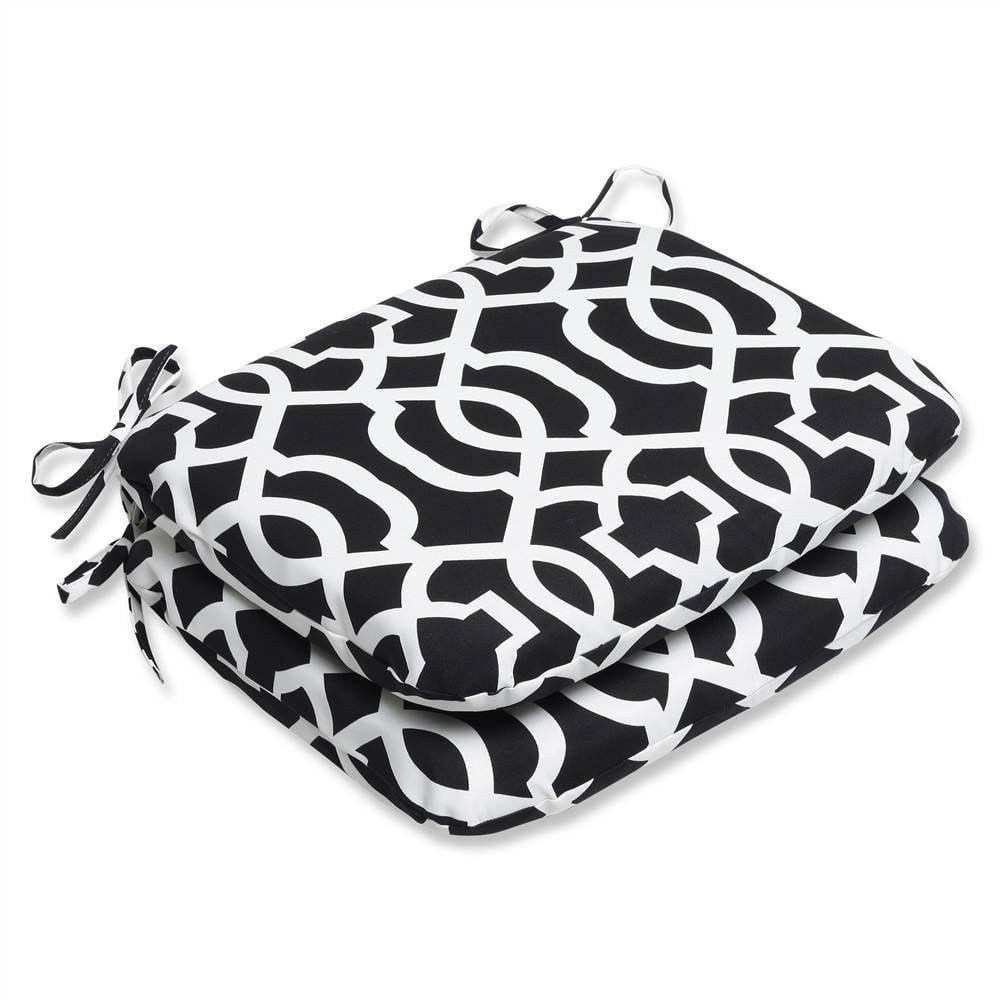 Pillow Perfect Outdoor/ Indoor New Geo Black/White Rounded Corners Seat