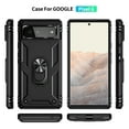 thumbnail image 2 of Allytech Google Pixel 6 Case, Pixel 6 Case with Stand Ring Holder, Heavy Duty Protection Shockproof Anti-scratch Kickstand Defender Bumper Case Cover for Google Pixel 6, Black, 2 of 6