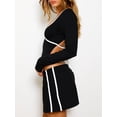thumbnail image 6 of Women 2 Piece Outfits Bandage Backless Long Sleeves Shirt and Elastic Mini Skirt Set for Streetwear Aesthetic Clothes, 6 of 10