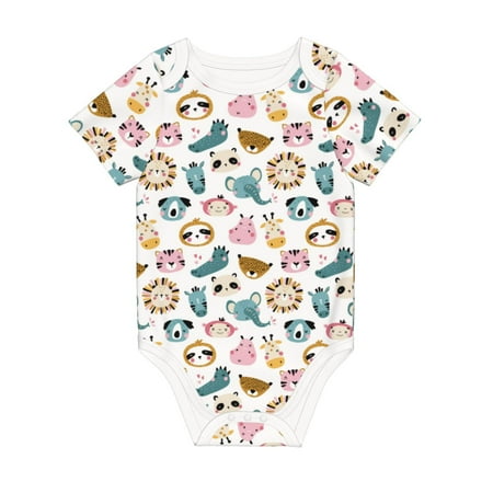 

Coaee Cartoon Animals for Soft Cotton Baby Short-Sleeve Bodysuit Baby Girls Boys Bodysuit Romper