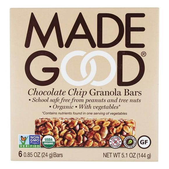 MadeGood - Barres Granola Biologiques aux Pépites de Chocolat - 6 Barres