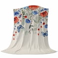 thumbnail image 6 of Red Blue Flowers Blanket Soft Cozy Warm Throw Blanket for Couch, Plush Fuzzy Flannel Fleece Blankets for Sofa, Spring Floral Farmhouse Botanical Rustic Bed Blankets Lightweight Gifts for Men, 30"x40", 6 of 9