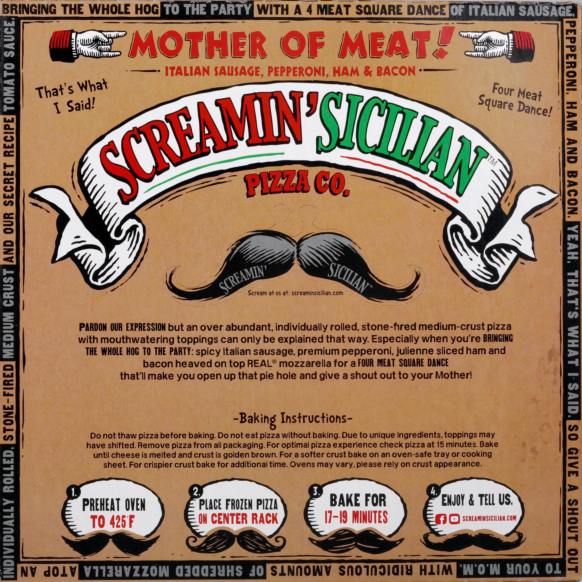 Screamin' Sicilian Original Pizzeria Crust Mother of Meat Frozen Pizza, 23.4 oz