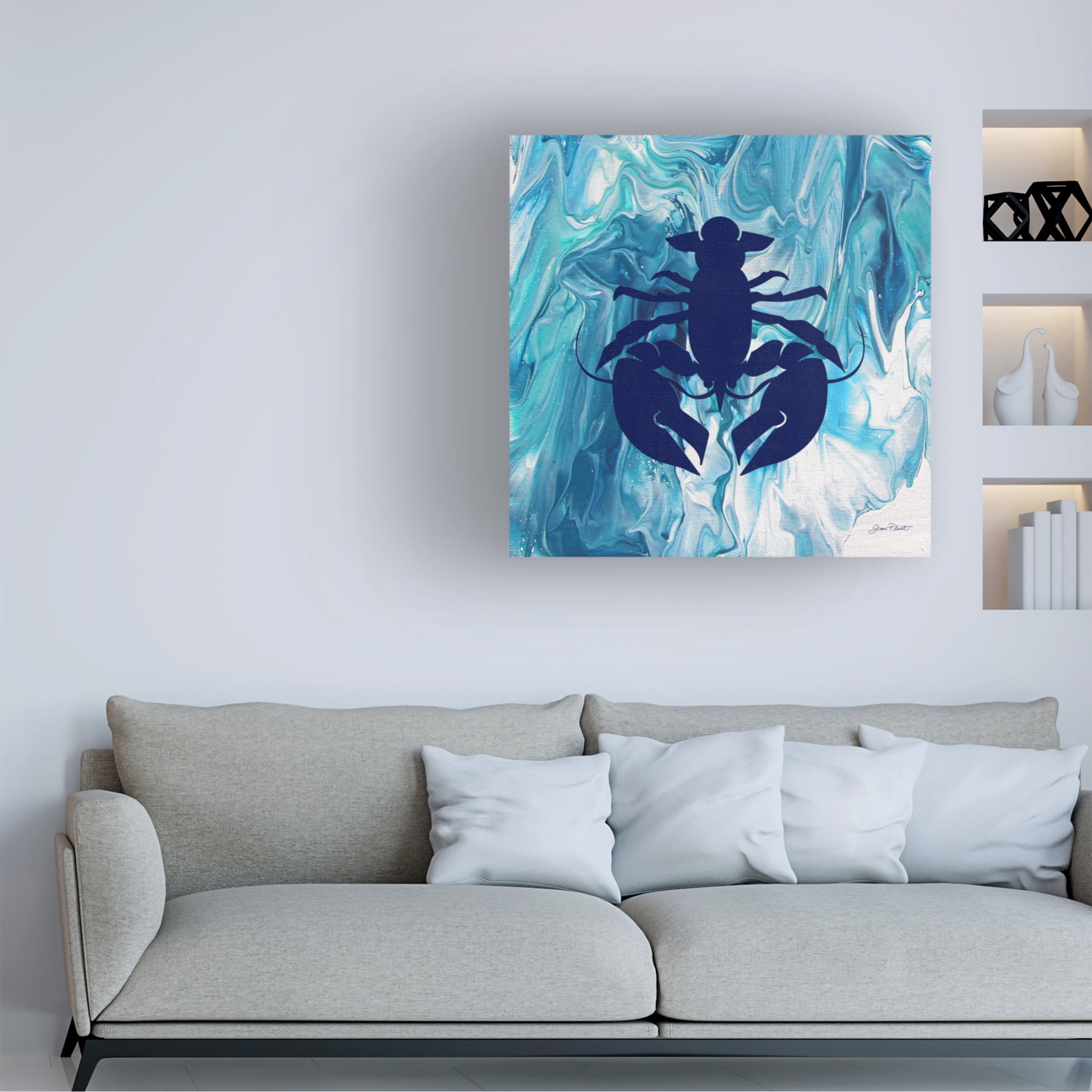 Canvas Wall Art - Jean Plout 'Abstract Ocean G' Wall Art for Living Room, Bedroom, or Office Décor by Trademark Fine Art - 14 x 14 Inches