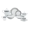 thumbnail image 3 of Vajilla Porcelana Fina 47 Piezas | Colección Platino, Servicio para 8 Personas | Platos, Tazas y Accesorios Elegantes | Ideal para Bodas, Aniversarios y Cenas Especiales, 3 of 8