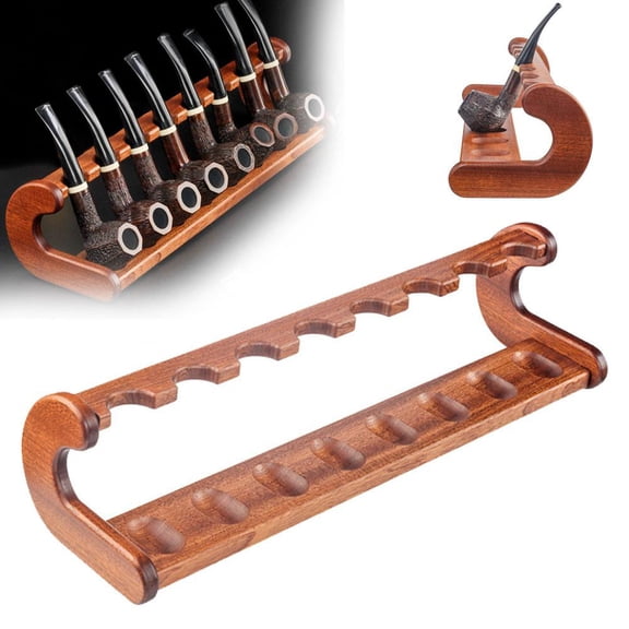 NOVELAR Classic Wood Pipe Display Rack, Securely Holds 8 Pipes, Home Decor for Pipe Enthusiasts