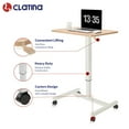 thumbnail image 4 of CLATINA Mobile Laptop Desk Pneumatic Sit to Stand Table Height Adjustable Rolling Cart with Lockable Wheels for Home Office Computer Workstation 28" x 19" Beige Round Edge Design Elegant, 4 of 9