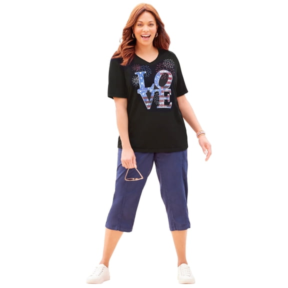 Catherines Women's Plus Size Petite Stars & Shine Tee