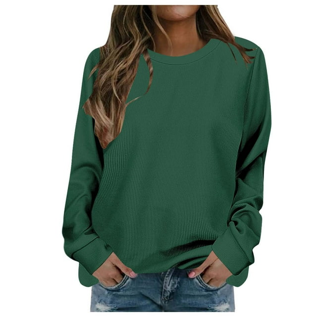 WEAIXIMIUNG Sweat-Shirt Camouflage pour Femmes Manches Longues Automne et Hiver Couleur Unie Épais Col Rond Épaule Dénudée Pull Décontracté