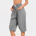 thumbnail image 2 of SHE IS Womens Baggy Harem Capri Pants Wide Leg Lounge Elastic Waist Sweatpants Casual Beach Trousers with Pockets, 2 of 6