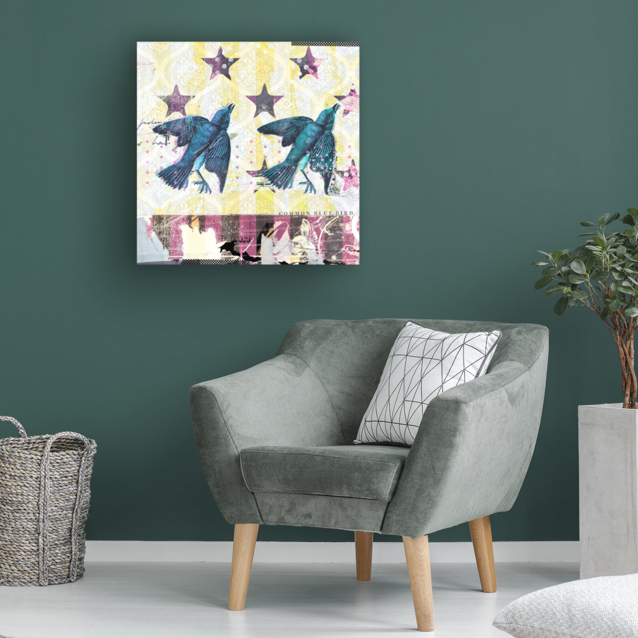 Canvas Wall Art - Teis Albers 'Common Bluebird' Wall Art for Living Room, Bedroom, or Office Décor by Trademark Fine Art - 14 x 14 Inches