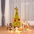thumbnail image 1 of Gymax 4' Christmas Spruce Pre-lit Poinsettia Tree Decorated Pop-Up Artificial Christmas Tree, 1 of 8