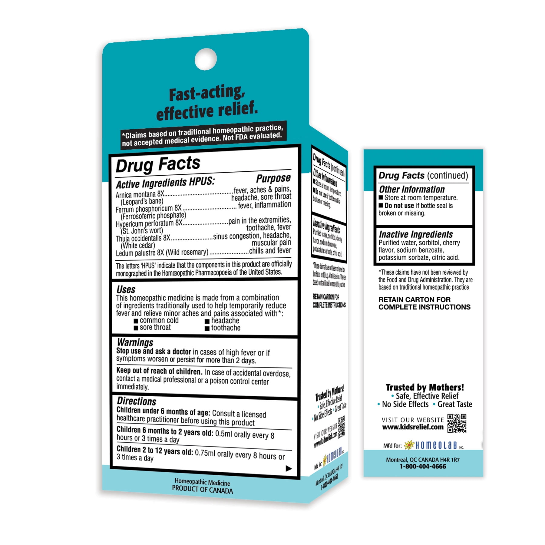 Kids Relief Pain & Fever Oral Liquid Solution with Dropper, for Kids 0 - 12, Gluten & Dye Free, No Sugar, 25 mL