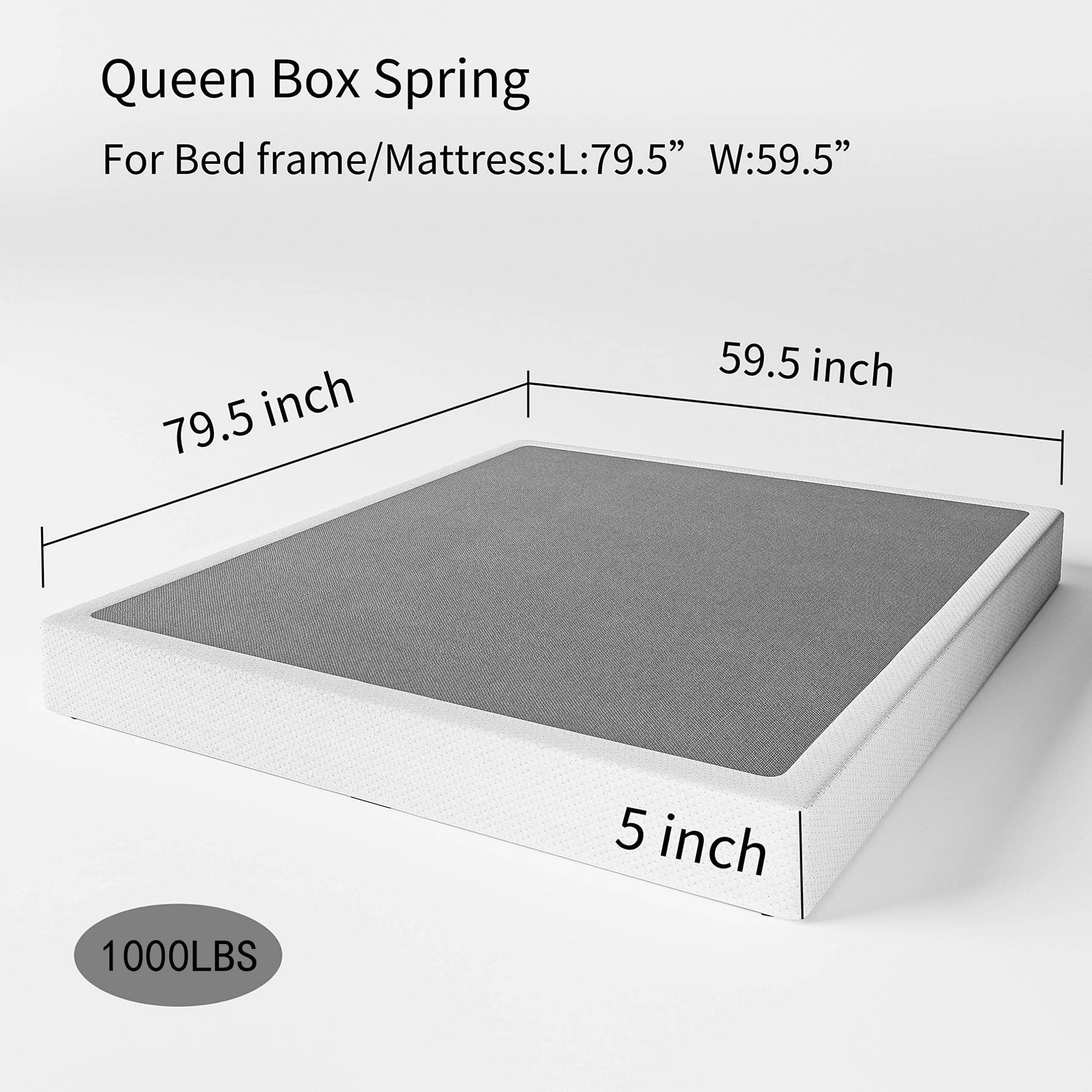 QFTIME 5" Metal Queen Box Spring, Mattress Foundation, Heavy-Duty, Easy Assembly