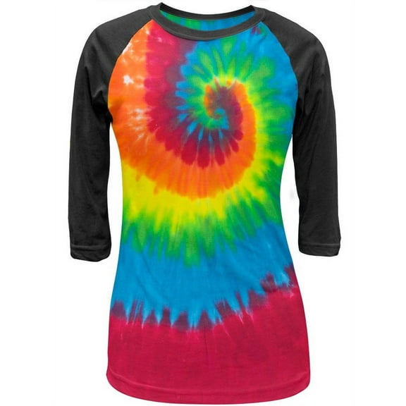 Bright Spiral - Tie-Dye Juniors Raglan - Small