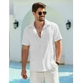thumbnail image 2 of COOFANDY Men's Cuban Guayabera Shirt Summer Beach Vacation Shirt Casual Short Sleeve Button Down Resort Wear, 2 of 5