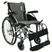 Karman S-Ergo 115  Ultra Lightweight Ergonomic Wheelchair with 20" Seat Width, Swing Away Footrest, Silver - 20" Seat