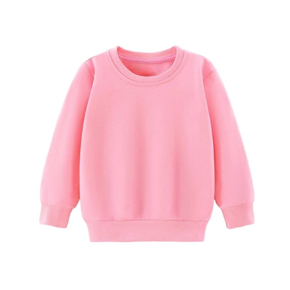 Khunlpohl Boys Girls Sweatshirts Cotton Crew Neck Long Sleeve Plain Clothes Comfortable Casual Soft Tops for Kids