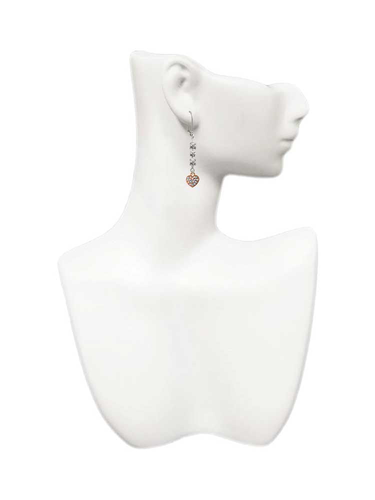 Small Rose Goldtone Heart with Clear AB Crystals Crystal Madison Leverback Earrings