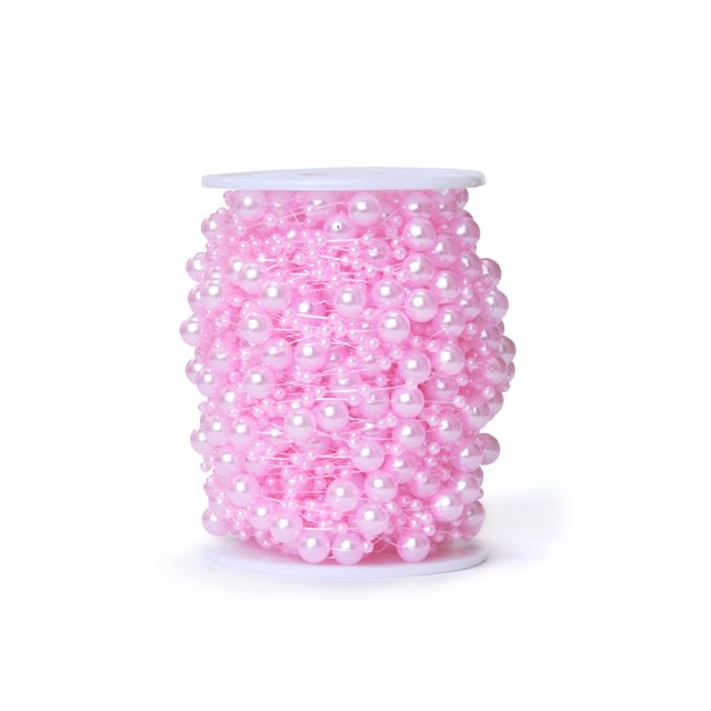 Cadena de cuentas de perlas de imitación ABS Rosa 30m/rollo, Toystoory, Accesorios de joyería