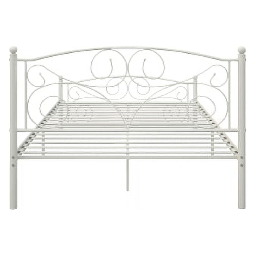 Full Size Unique Flower Sturdy System Metal Bed Frame with Headboard and Footboard