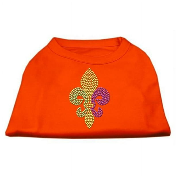 Mardi Gras Fleur de Lis Strass Chemise pour Chien Orange XXL (18)